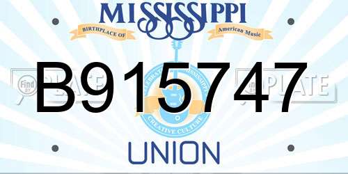 B915747 Mississippi License Plate