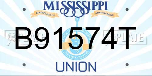 B91574T Mississippi License Plate
