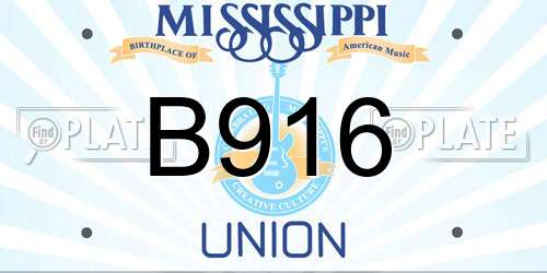 B916 Mississippi License Plate