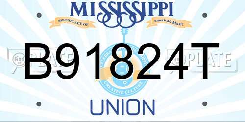 B91824T Mississippi License Plate