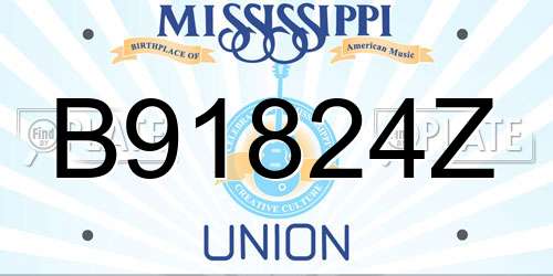 B91824Z Mississippi License Plate