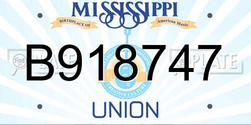 B918747 Mississippi License Plate