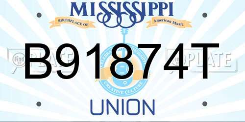 B91874T Mississippi License Plate