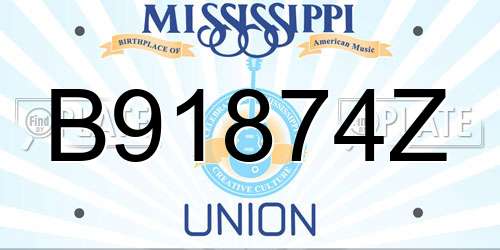B91874Z Mississippi License Plate