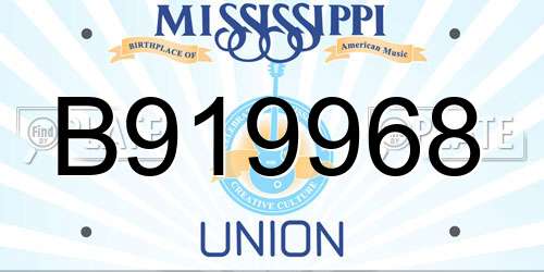 B919968 Mississippi License Plate
