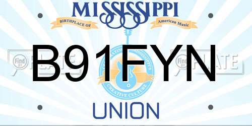 B91FYN Mississippi License Plate