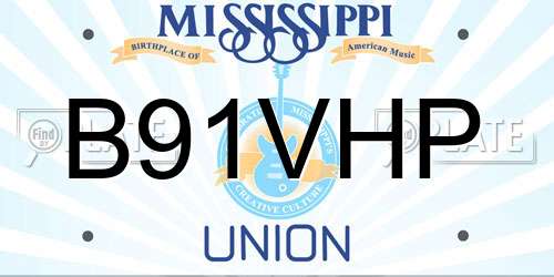 B91VHP Mississippi License Plate