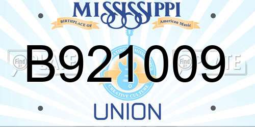 B921009 Mississippi License Plate