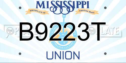 B9223T Mississippi License Plate