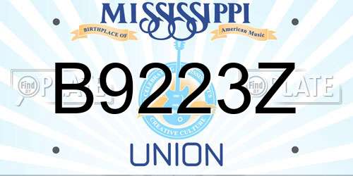 B9223Z Mississippi License Plate