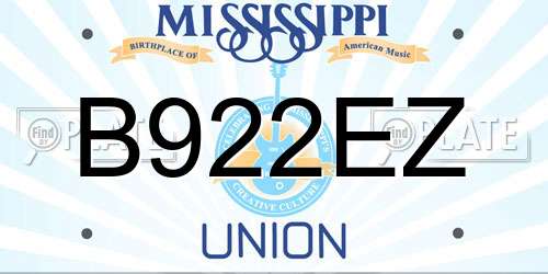 B922EZ Mississippi License Plate