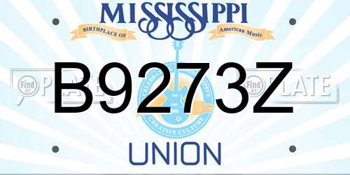 B9273Z Mississippi License Plate