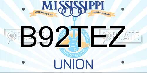 B92TEZ Mississippi License Plate