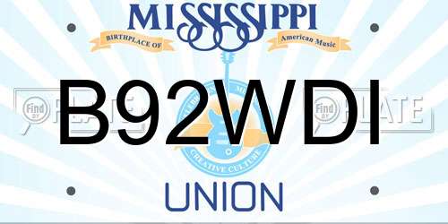 B92WDI Mississippi License Plate