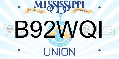 B92WQI Mississippi License Plate