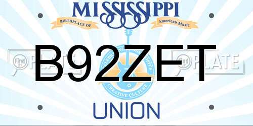 B92ZET Mississippi License Plate