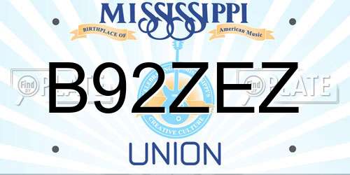 B92ZEZ Mississippi License Plate