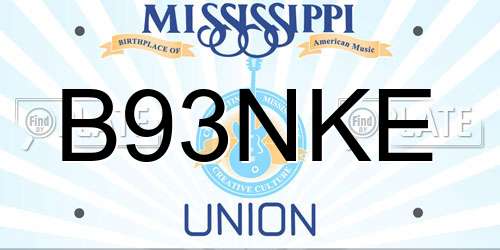 B93NKE Mississippi License Plate