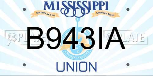 B943IA Mississippi License Plate