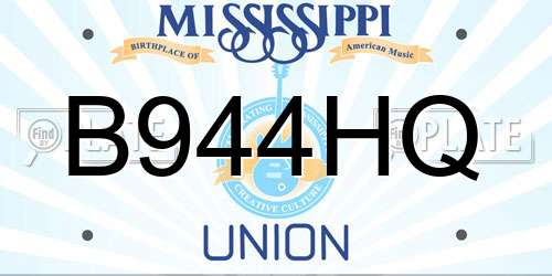B944HQ Mississippi License Plate