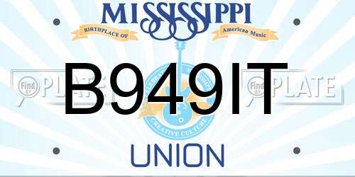 B949IT Mississippi License Plate