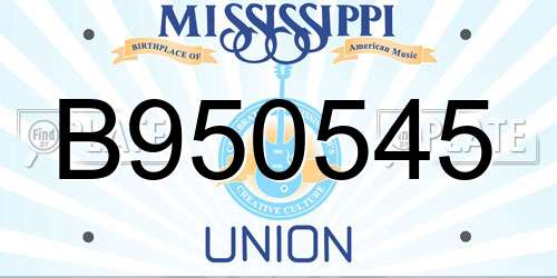 B950545 Mississippi License Plate