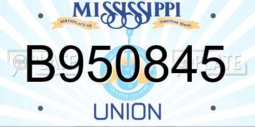 B950845 Mississippi License Plate