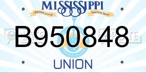 B950848 Mississippi License Plate