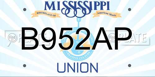 B952AP Mississippi License Plate