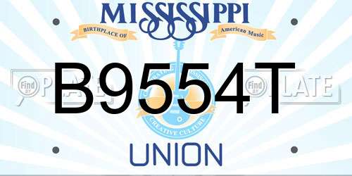 B9554T Mississippi License Plate