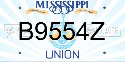 B9554Z Mississippi License Plate