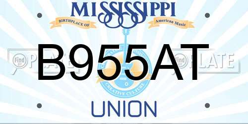 B955AT Mississippi License Plate