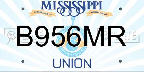 B956MR Mississippi License Plate