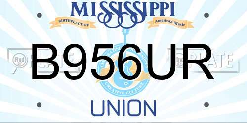 B956UR Mississippi License Plate