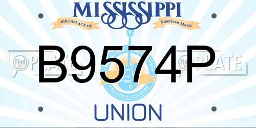 B9574P Mississippi License Plate
