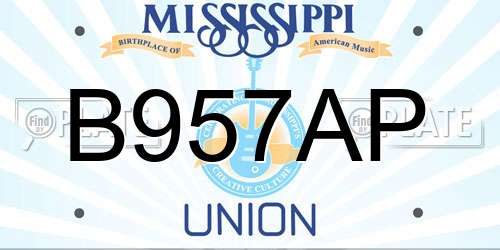 B957AP Mississippi License Plate