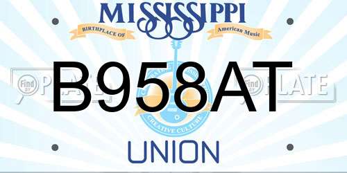 B958AT Mississippi License Plate