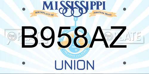 B958AZ Mississippi License Plate