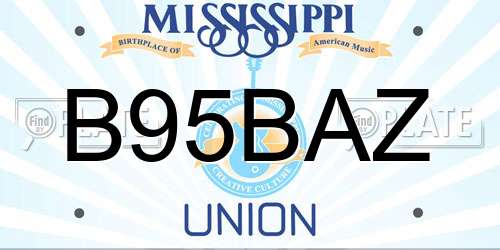 B95BAZ Mississippi License Plate