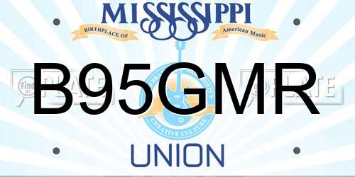 B95GMR Mississippi License Plate