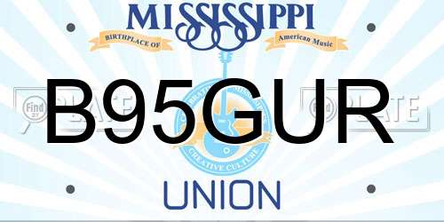 B95GUR Mississippi License Plate