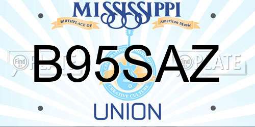 B95SAZ Mississippi License Plate