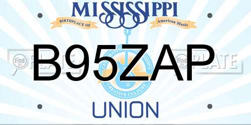B95ZAP Mississippi License Plate