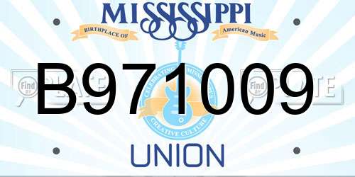 B971009 Mississippi License Plate
