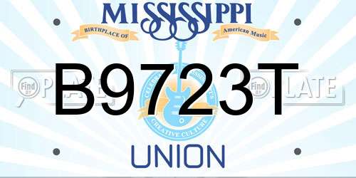 B9723T Mississippi License Plate