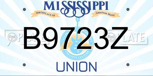 B9723Z Mississippi License Plate