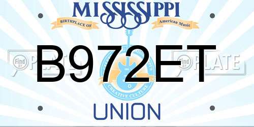 B972ET Mississippi License Plate