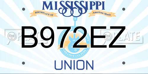 B972EZ Mississippi License Plate