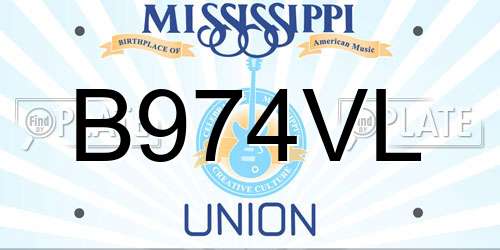 B974VL Mississippi License Plate