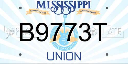 B9773T Mississippi License Plate